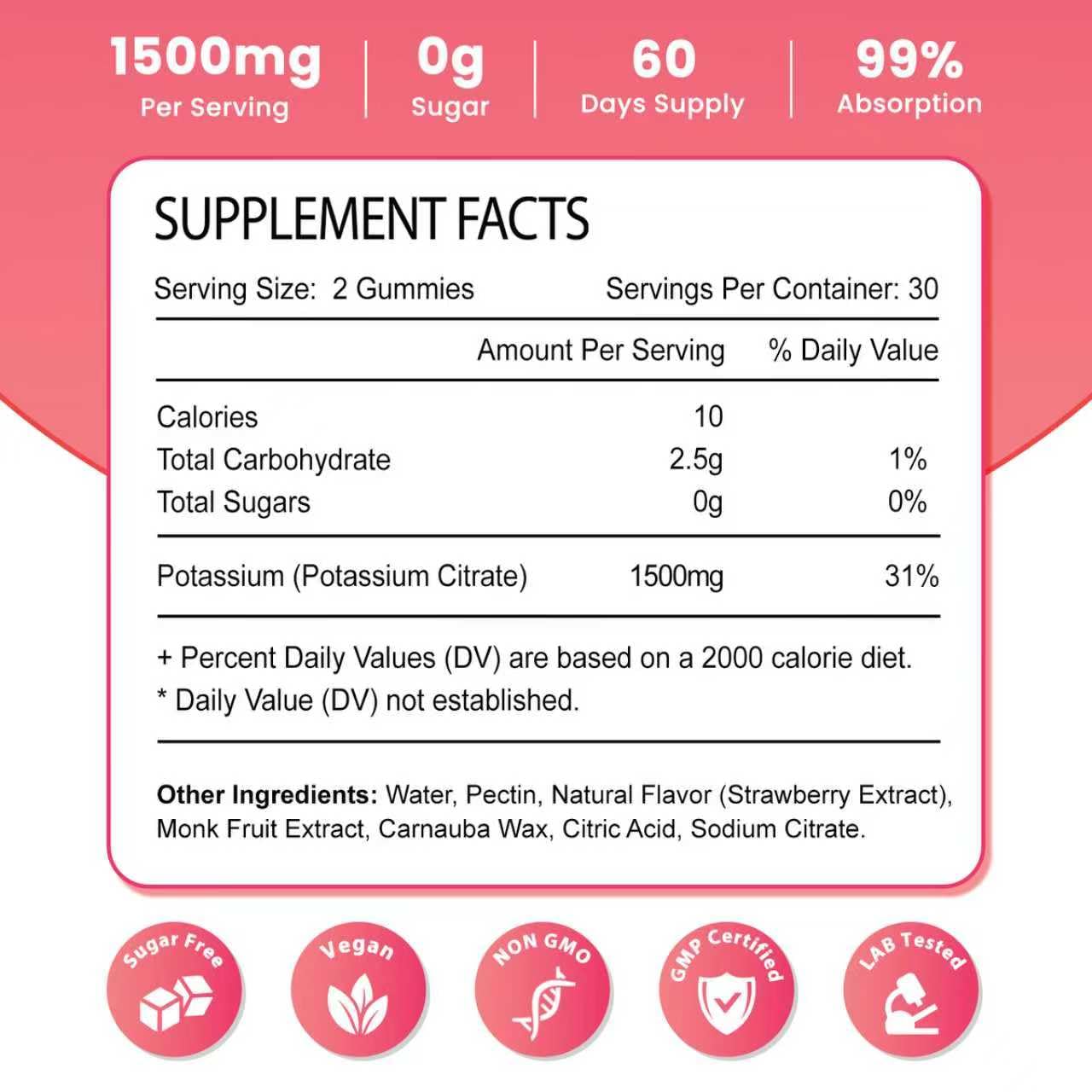Zetelixia Potassium Gummies, 120 Count