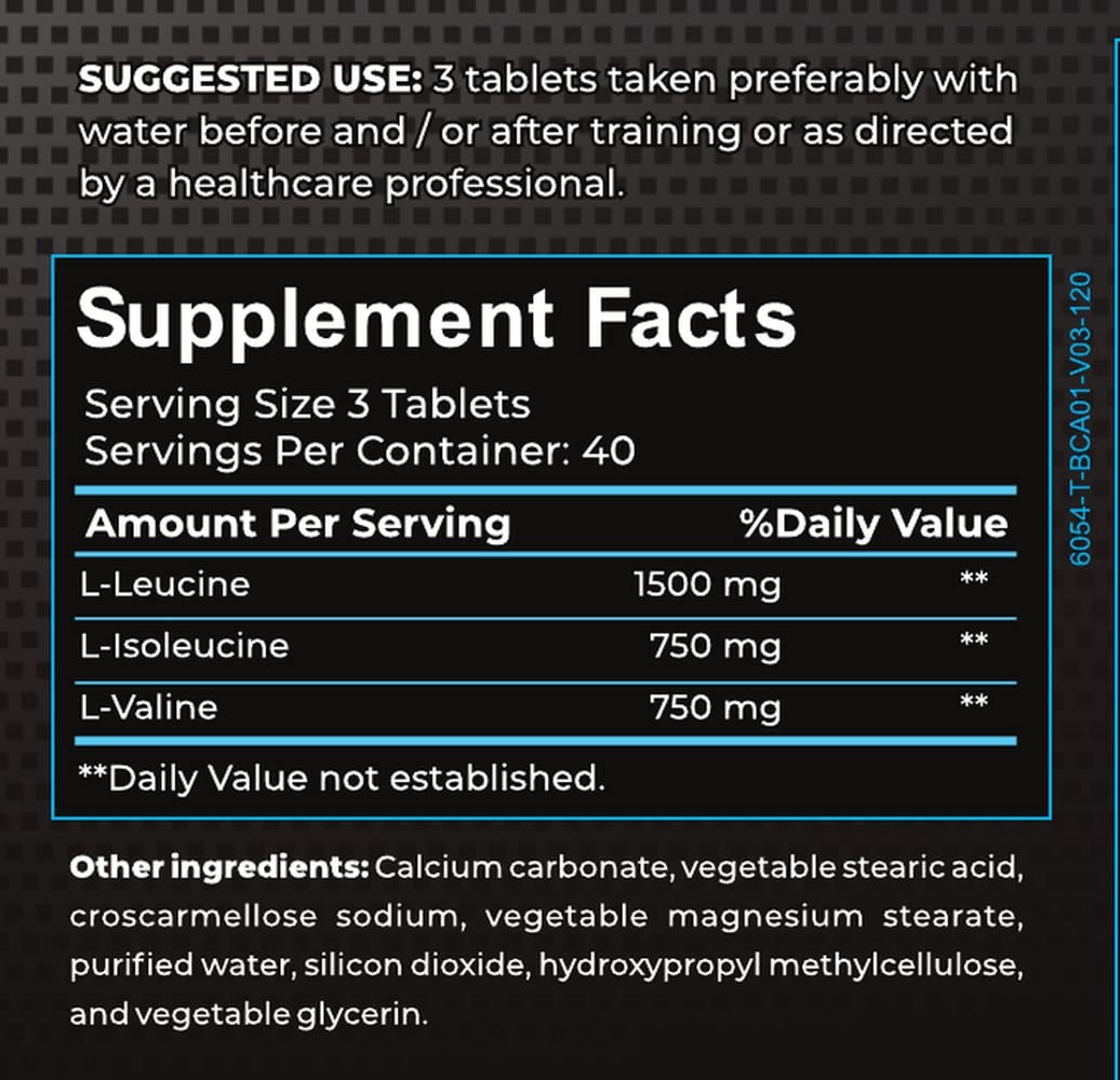 Hybrid Nutraceuticals Nutra BCAA 3000mg Branched Chain Amino Acids Supplements Tablets 120