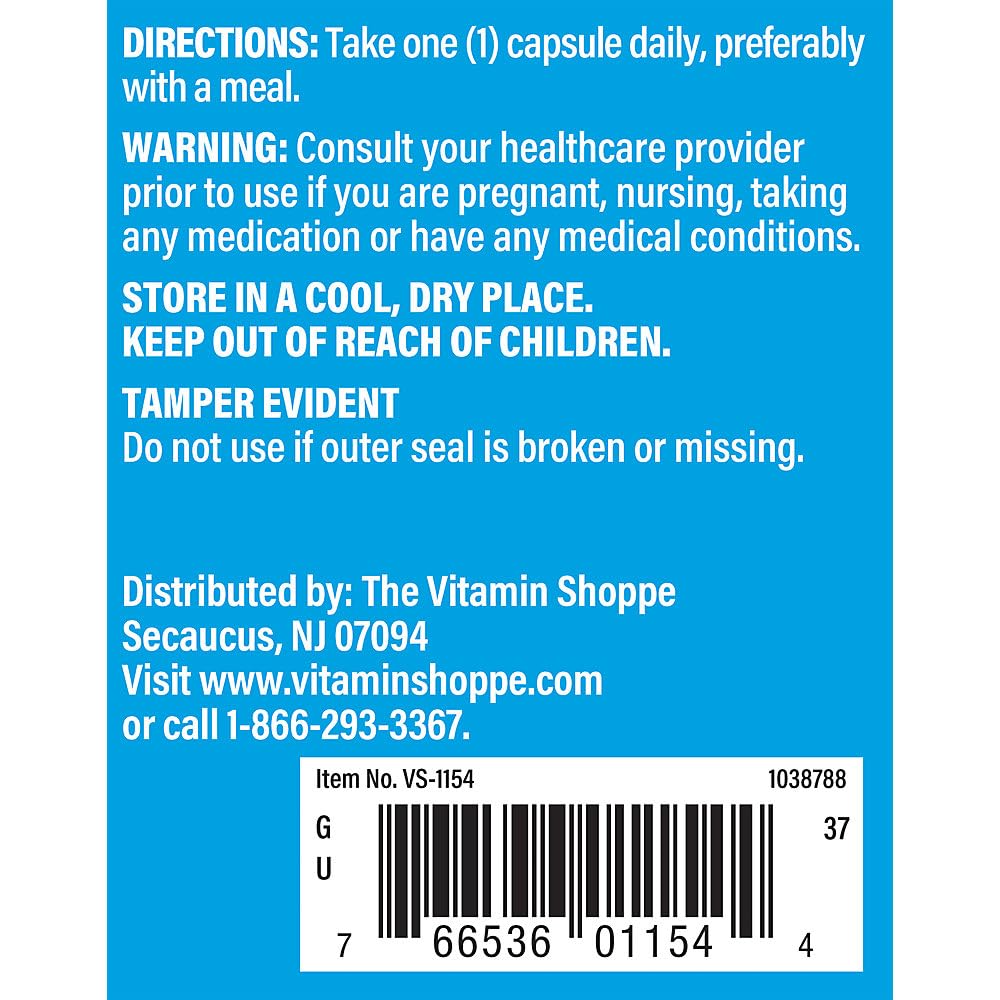 The Vitamin Shoppe Pantothenic Acid 500mg Vitamin B5 Capsules, 100 Capsules