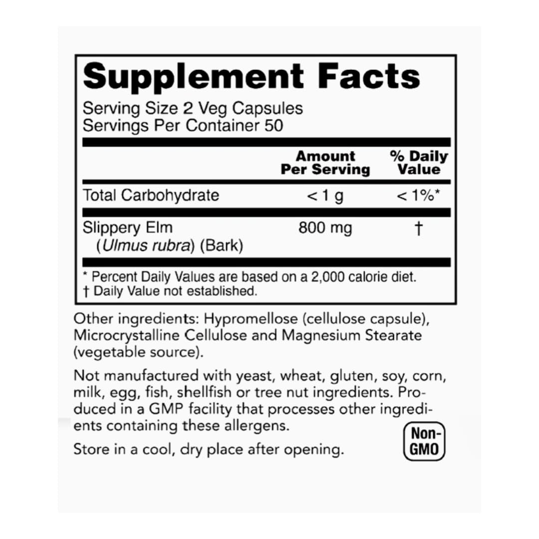 Rachelstea Slippery Elm 400 mg Capsule, 100 Count