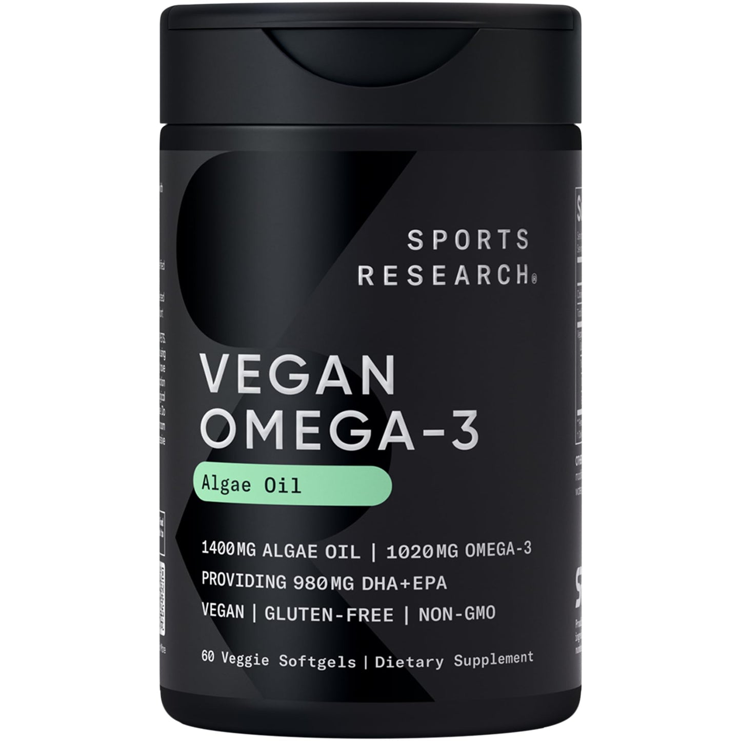Sports Research Vegan Omega-3 Fish Oil Alternative from Algae Oil Veggie Softgels 60