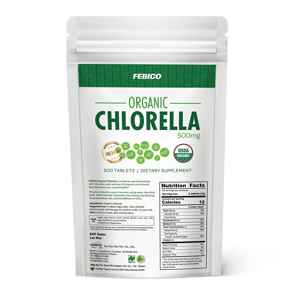 FEBICO Chlorella 500mg, 500 Tablets