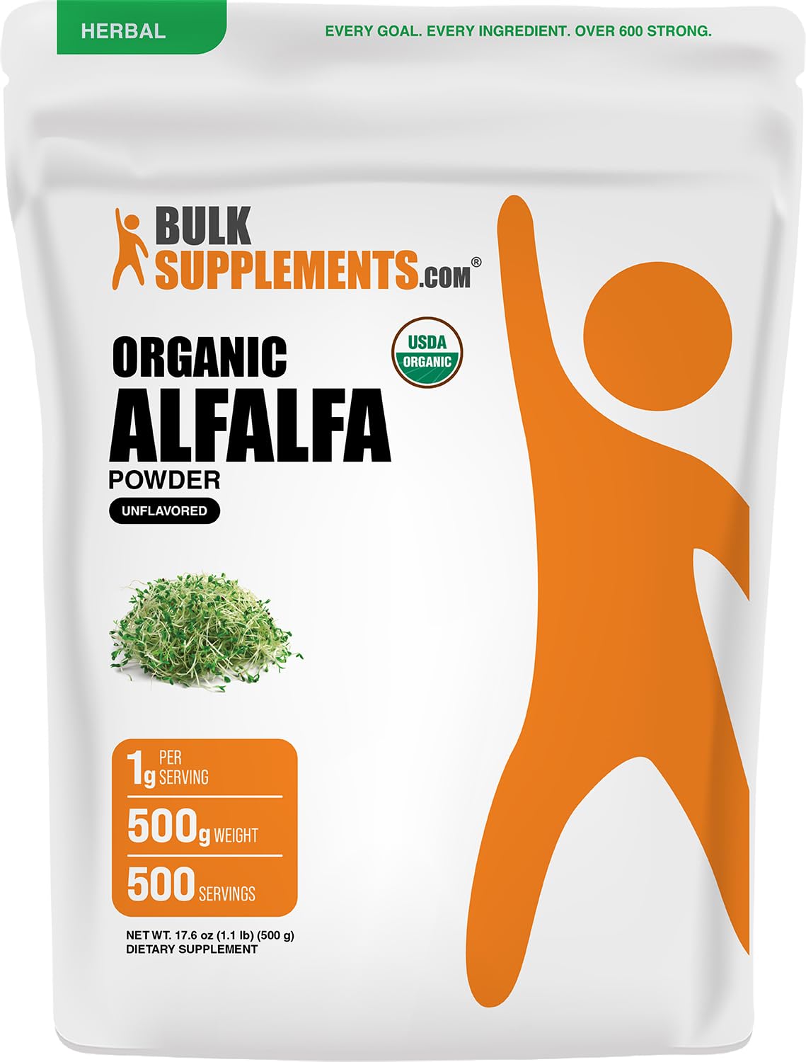 BulkSupplements Organic Alfalfa Grass Powder 17.64 Ounce