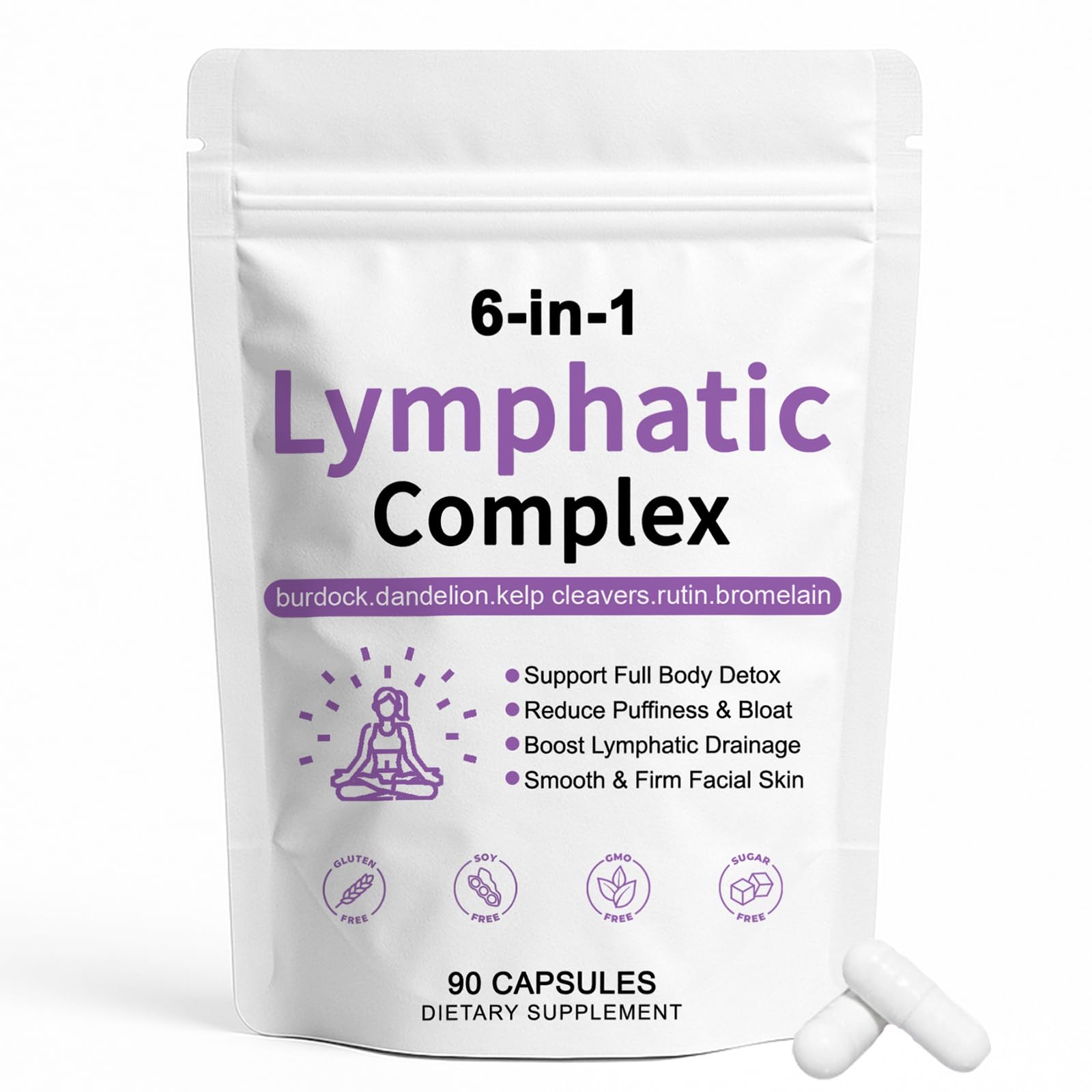 TAWODIUM 6-in-1 Lymphatic Complex Capsules, 1 Count