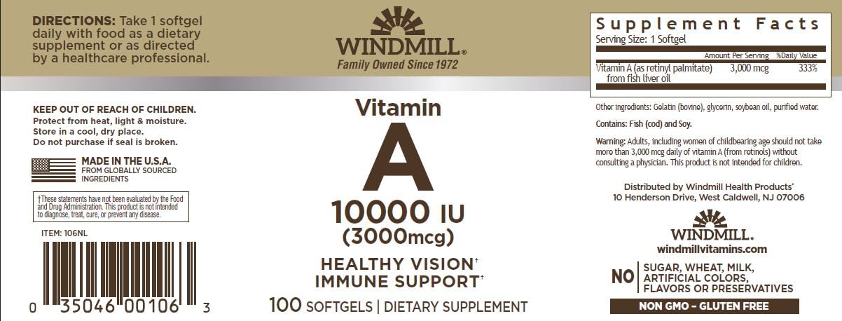 Windmill Vitamin A 10,000 IU Softgels 300