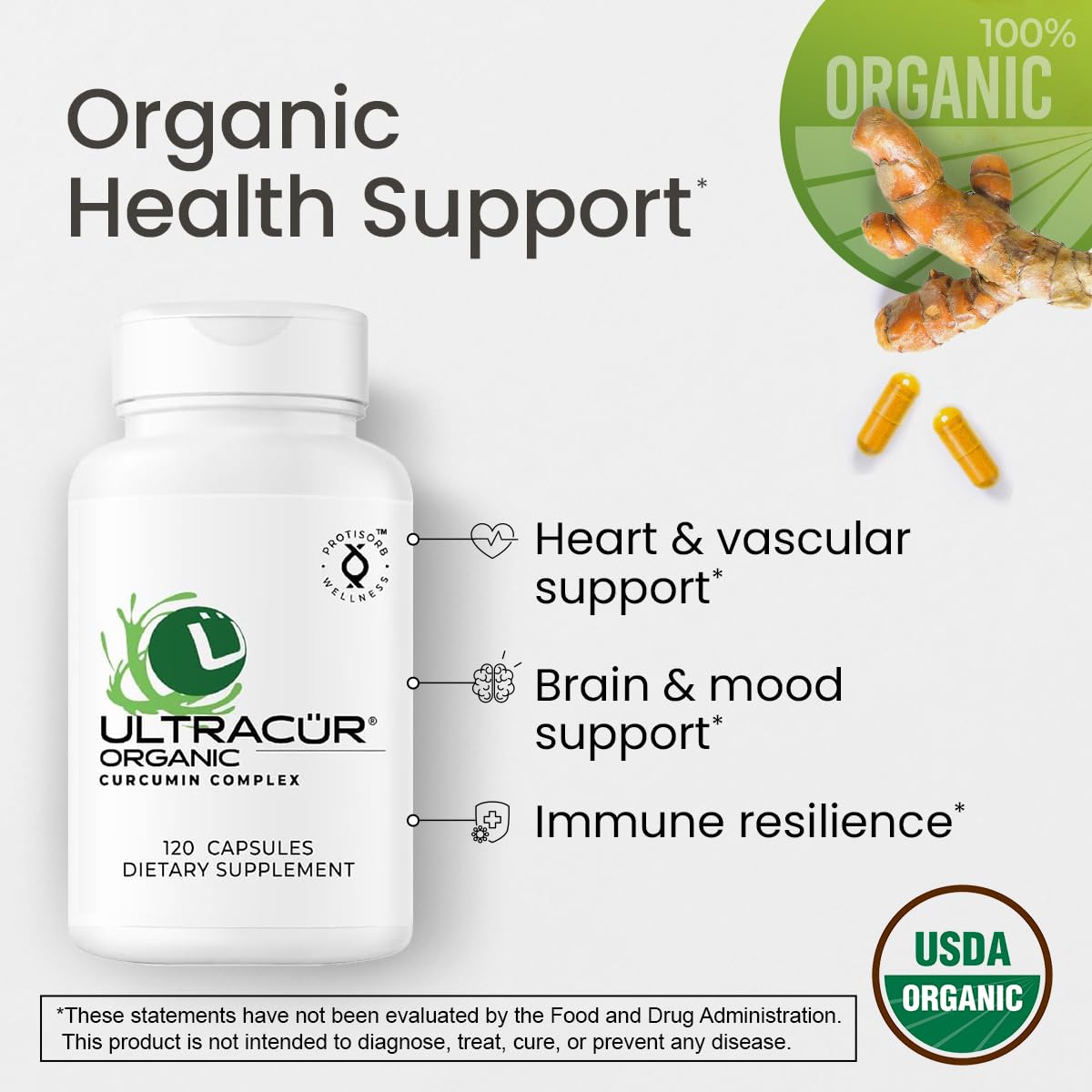 UltraCur Organic Turmeric Capsules 120 Count