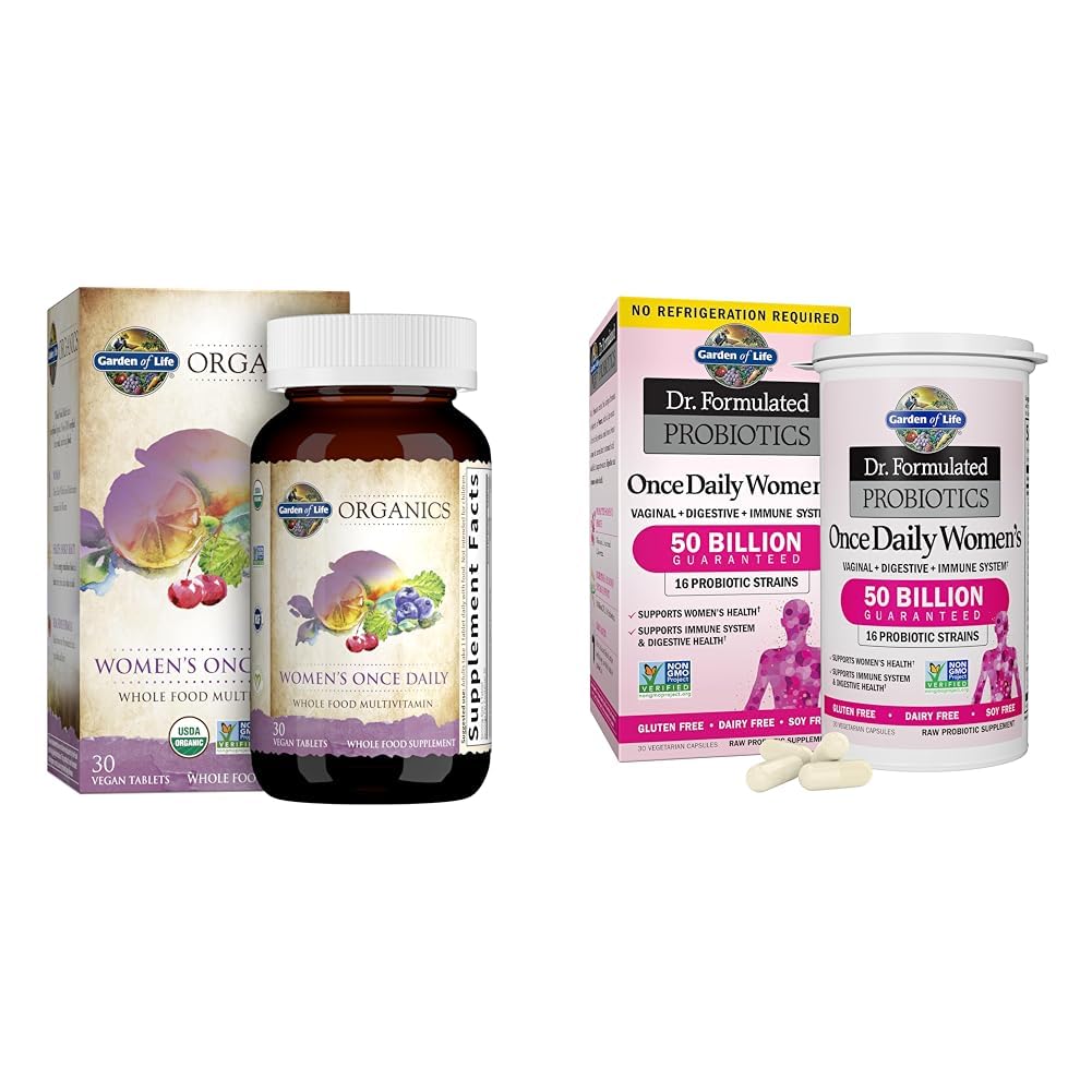 Garden of Life Women's Organic Once Daily Multi 30 Tablets & Dr Formulated Probiotics for Women 50 Billion CFU 30 Capsules, 60 Count
