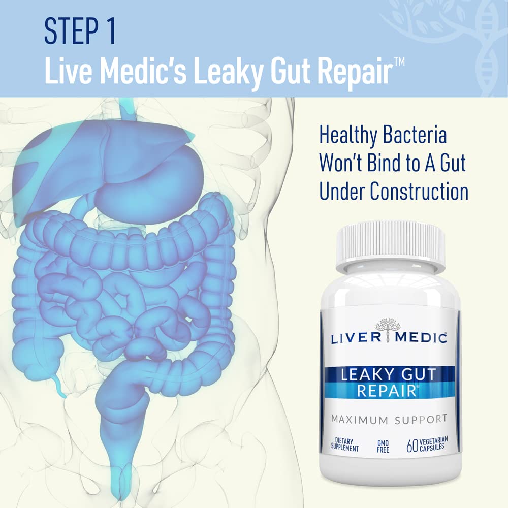 Liver Medic Leaky Gut Repair Natural Gut Health Supplement Capsules, 60 Count