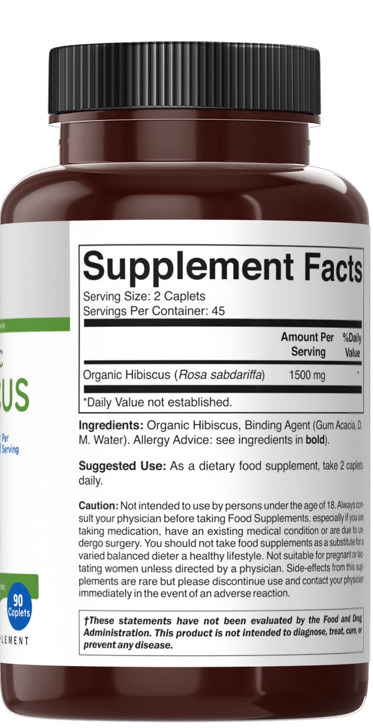 Brieofood Organic Hibiscus 1500mg Tablets 180 Count
