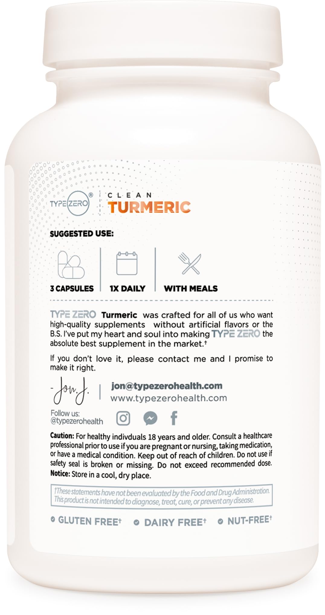 Type Zero Turmeric with Bioperine Powder, 5 Ounce
