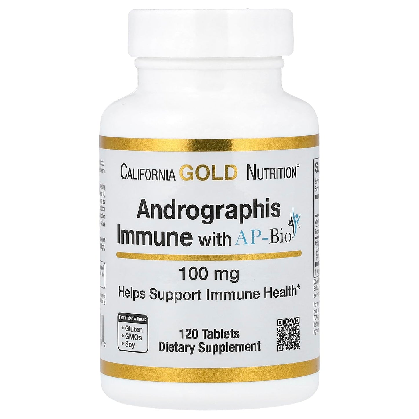 California Gold Nutrition Andrographis Immune Formula with AP-Bio, Vitamin C and Zinc 120 Tablets