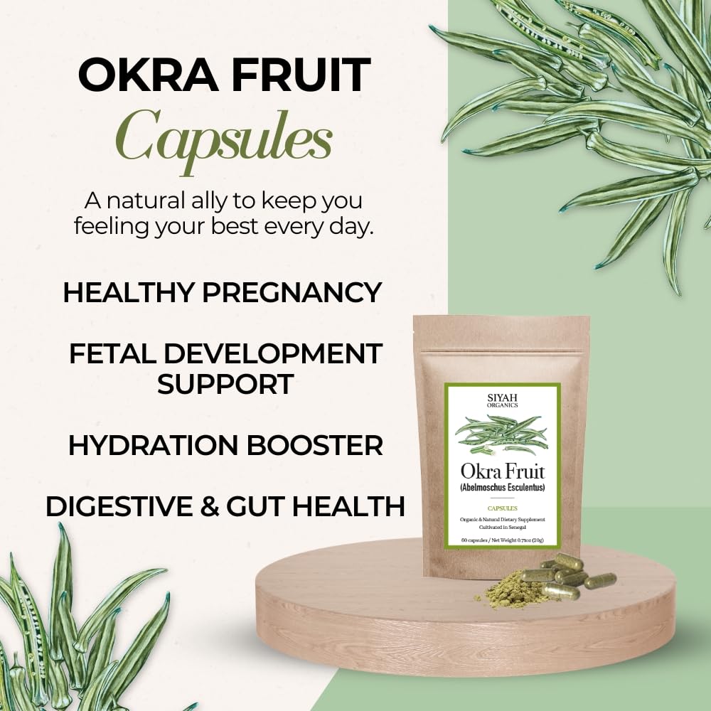 Selah Organics Natural Healing & Wellness Okra Fruit Capsules, 60 Count