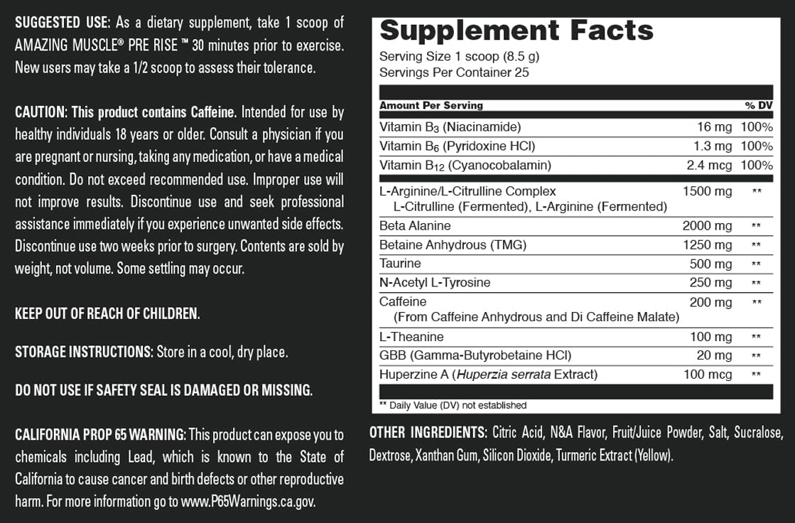 Amazing Muscle Pre Rise Powder 1 Ounce (Pack of 1), 25 Servings