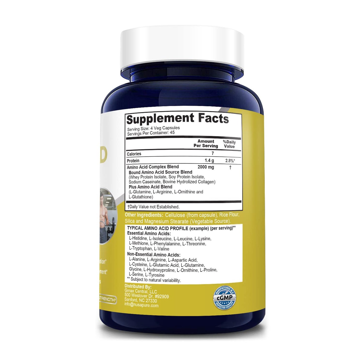 NusaPure Amino Acid Complex Blend 2000 mg Capsule, 180 Count
