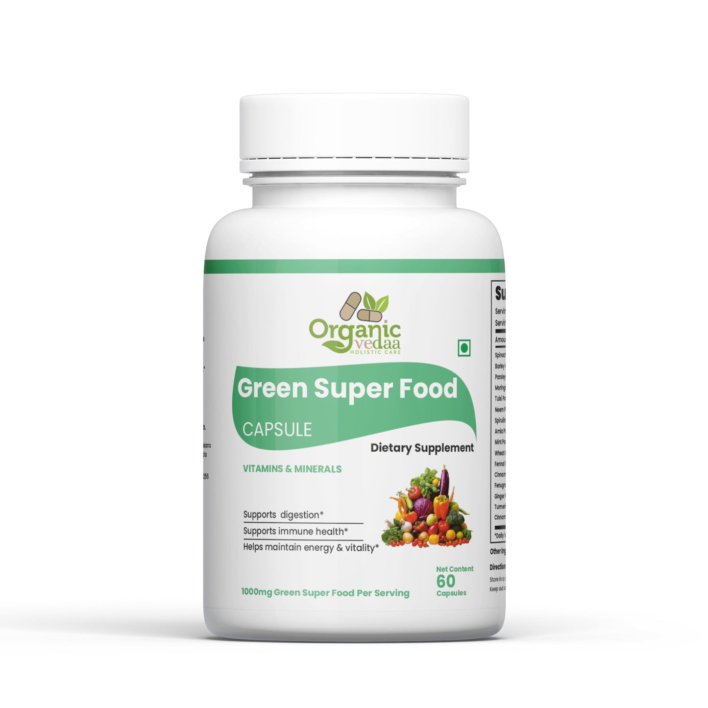ORGANIC VEDAA HOLISTIC CARE Natural Fiber Supplement for Digestive Health & Regularity Capsule 1 Count