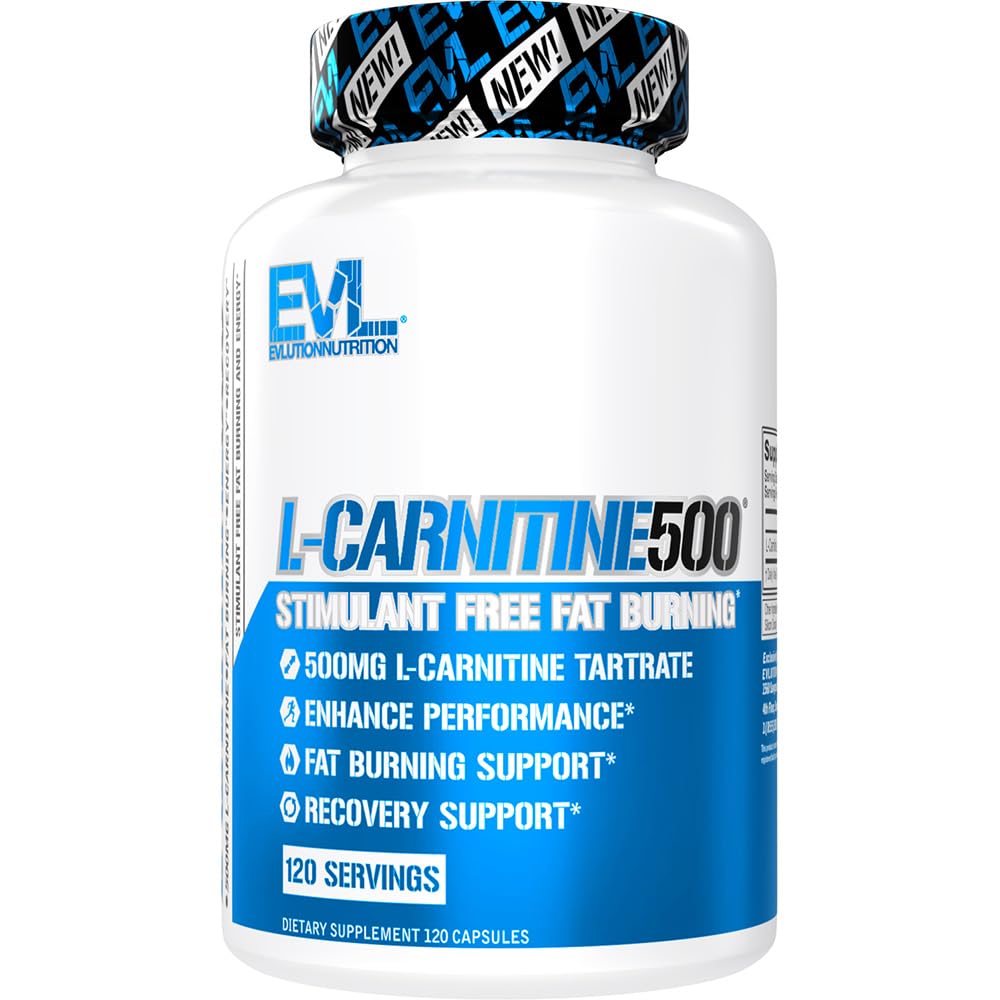 Evlution L-Carnitine Tartrate for Energy & Metabolism Support Capsules 120 Count