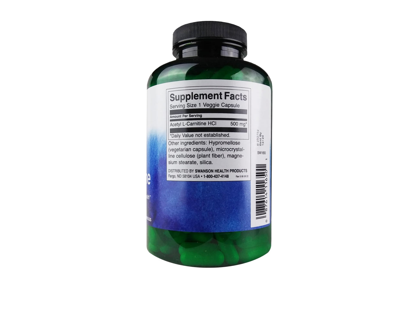 Swanson Acetyl L-Carnitine 500 mg Capsules, 240 Count