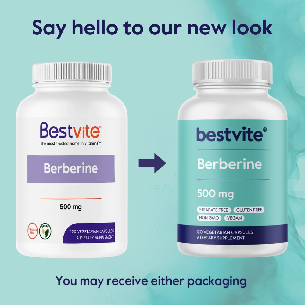 BESTVITE Berberine 500mg Capsules, 120 Count