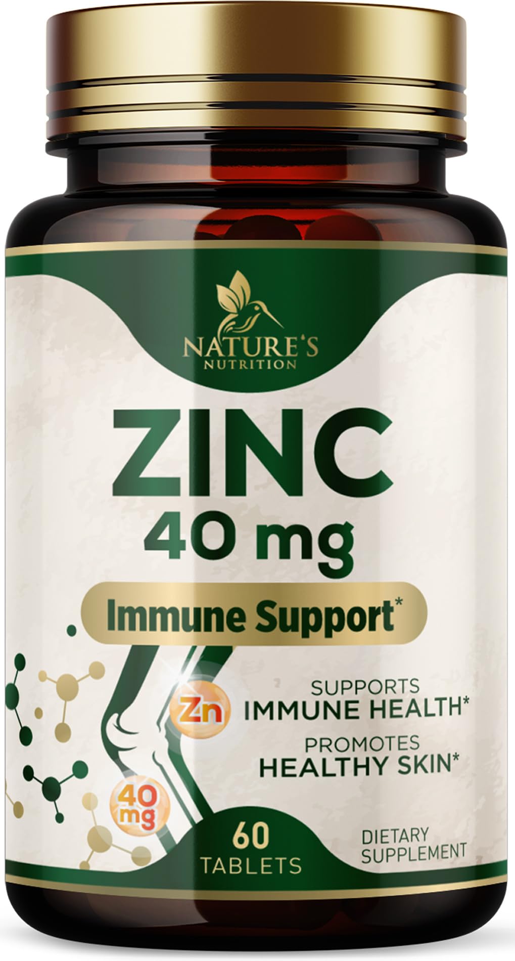 Nature's Nutrition Zinc 40mg Tablets, 60 Count