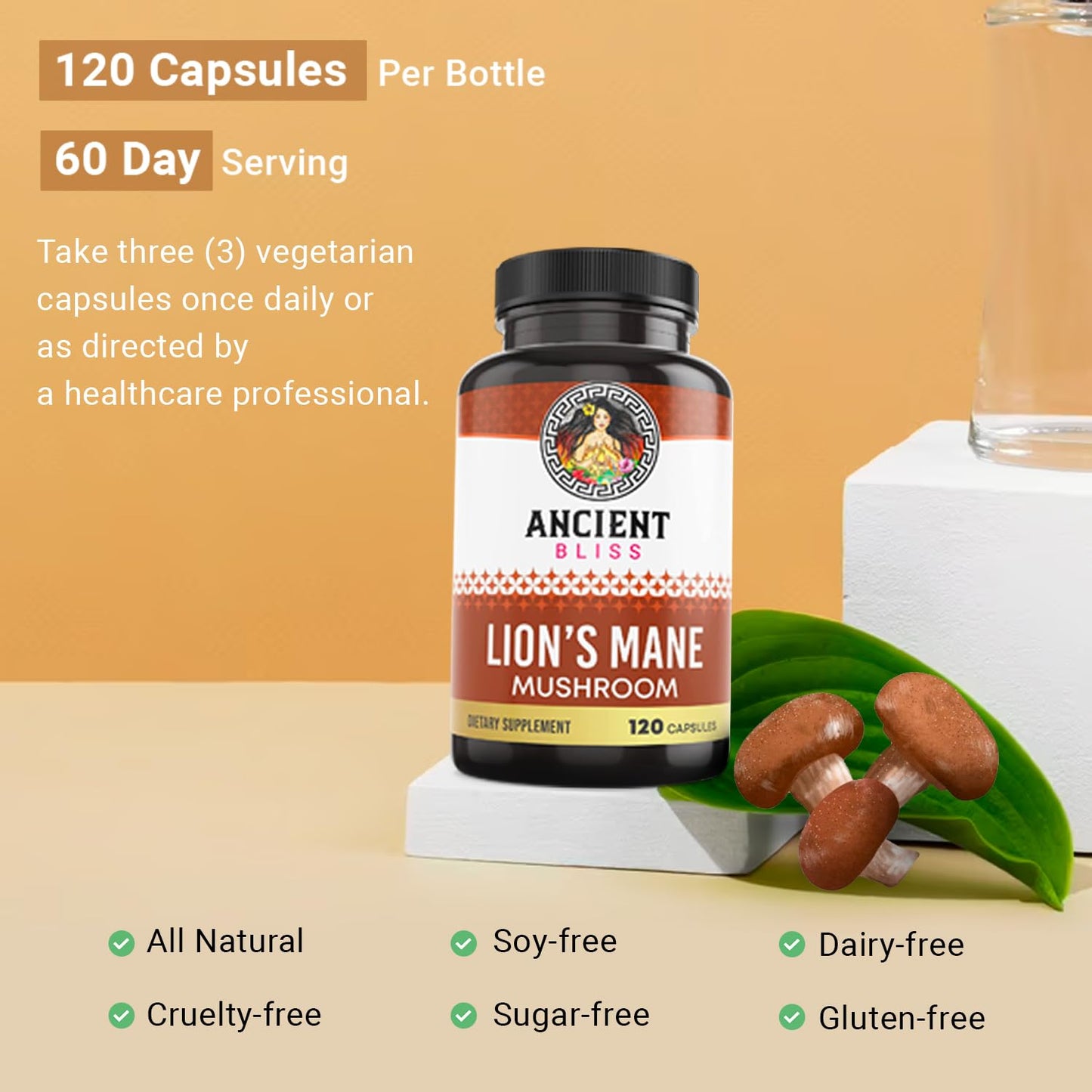 Ancient Bliss Lion's Mane Supplement 120 Capsules