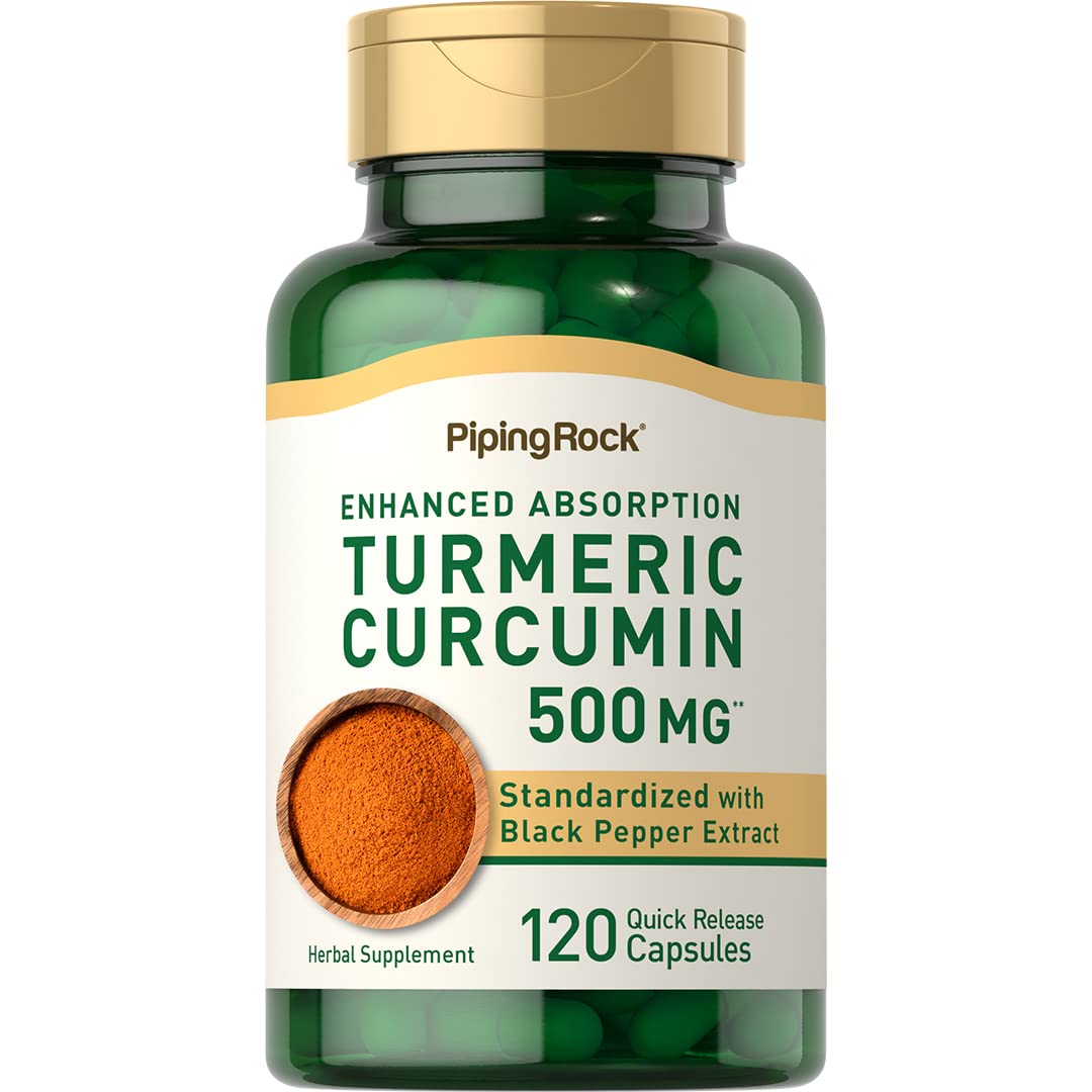 Piping Rock Turmeric Curcumin with Black Pepper Capsules, 120 Capsules