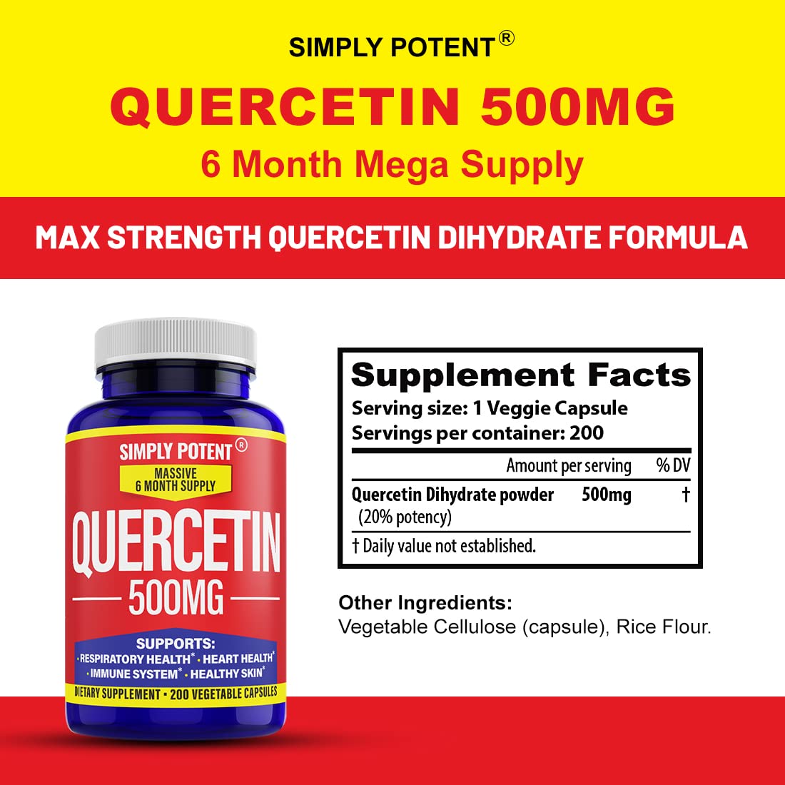 Simply Potent Quercetin Capsules, 200 Capsules