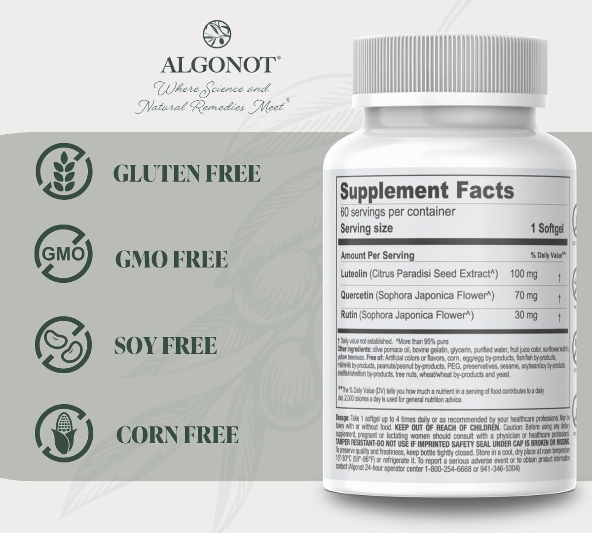 Algonot NeuroProtek Liposomal Luteolin Softgel, 60 Softgels