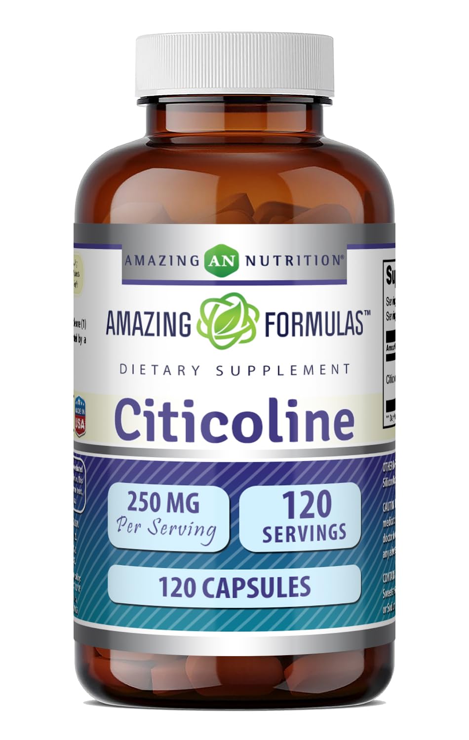 Amazing Nutrition Citicoline 250 mg Capsules 120 Count