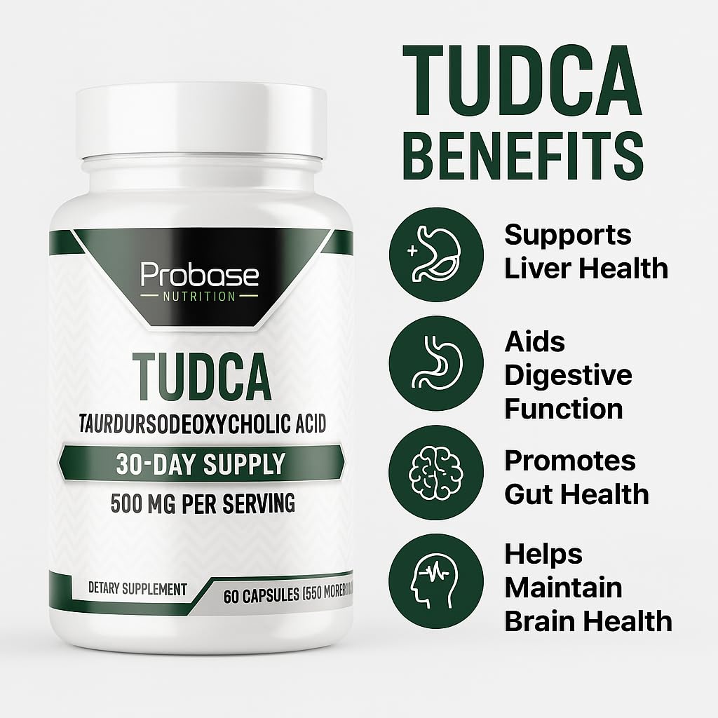 Probase Nutrition TUDCA – Premium Liver Support, Cleanse, Detox and Repair Supplement – 500mg Per Serving, 60 Capsules
