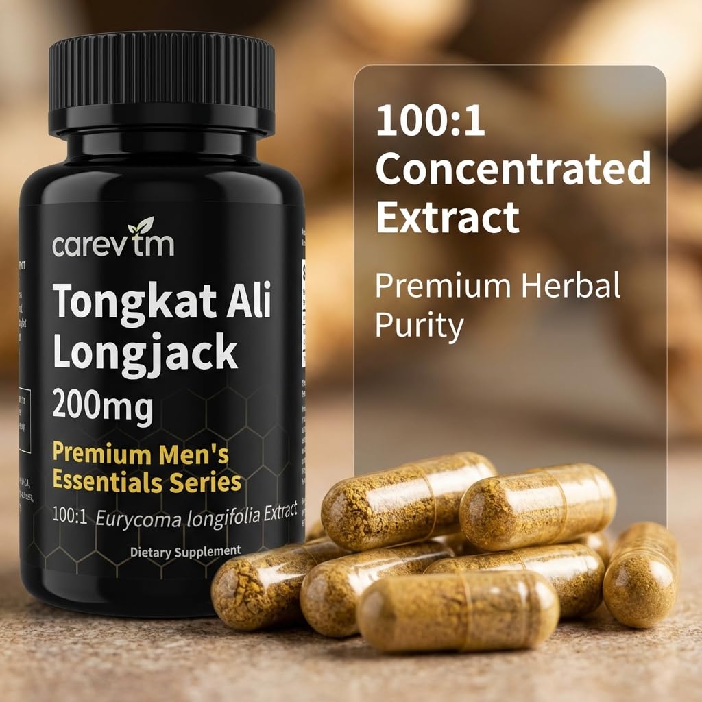 CAREVTM Tongkat Ali 500mg Enhanced with Tribulus Terrestris Liquid Extract Capsule 1 Count