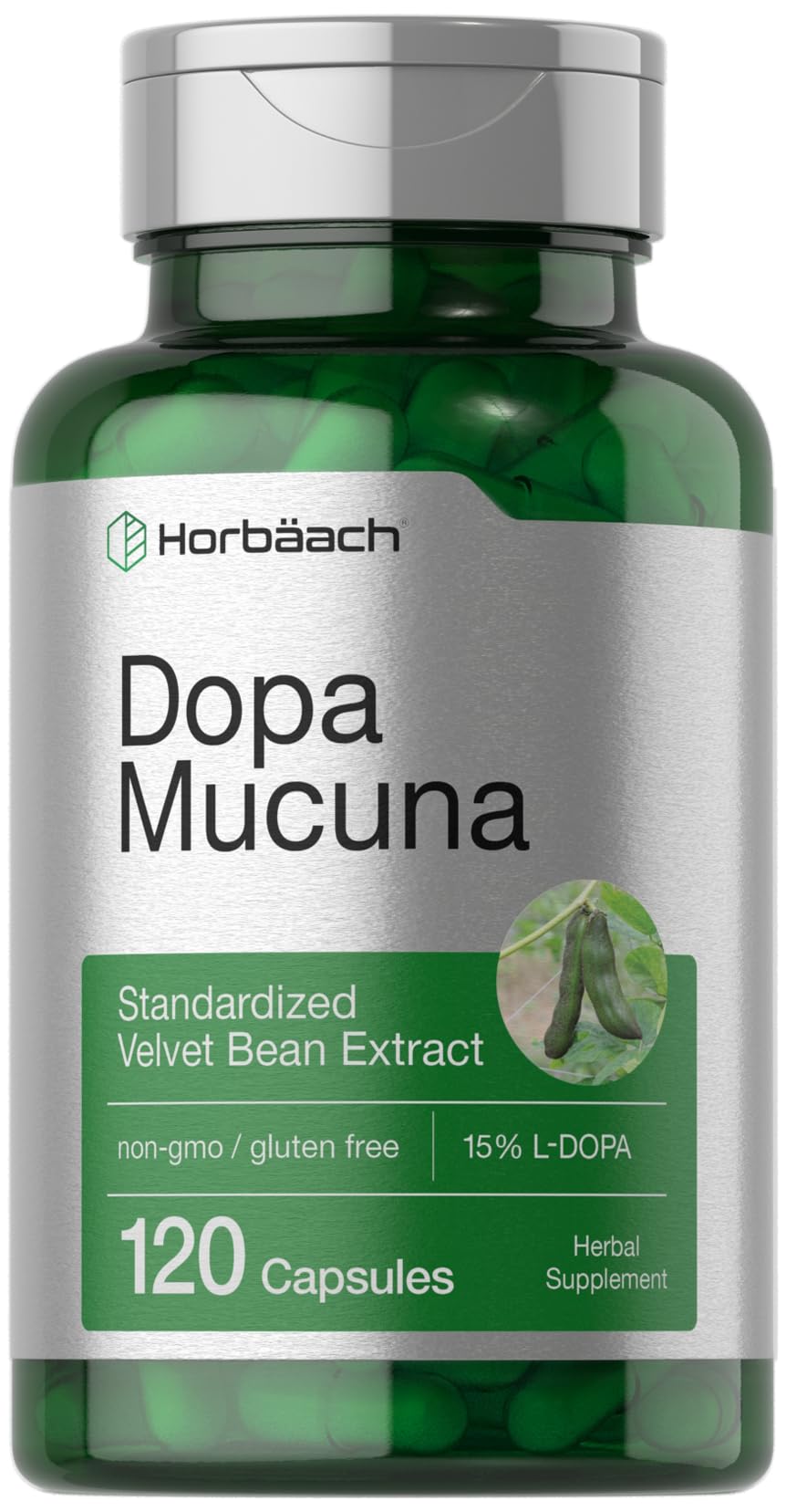 Horbäach Dopa Mucuna Supplement Capsules, 120 Count