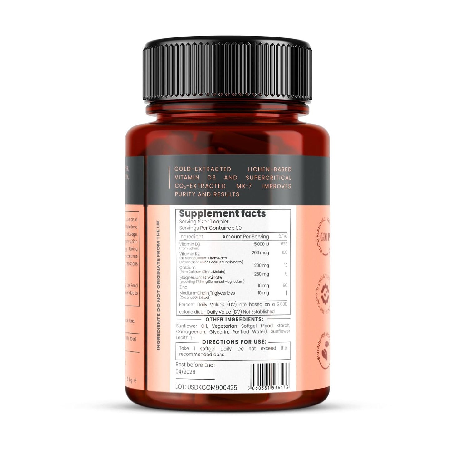 pureclinica Double Strength D3 + K2 Complex Vegan Softgels, 90 Count