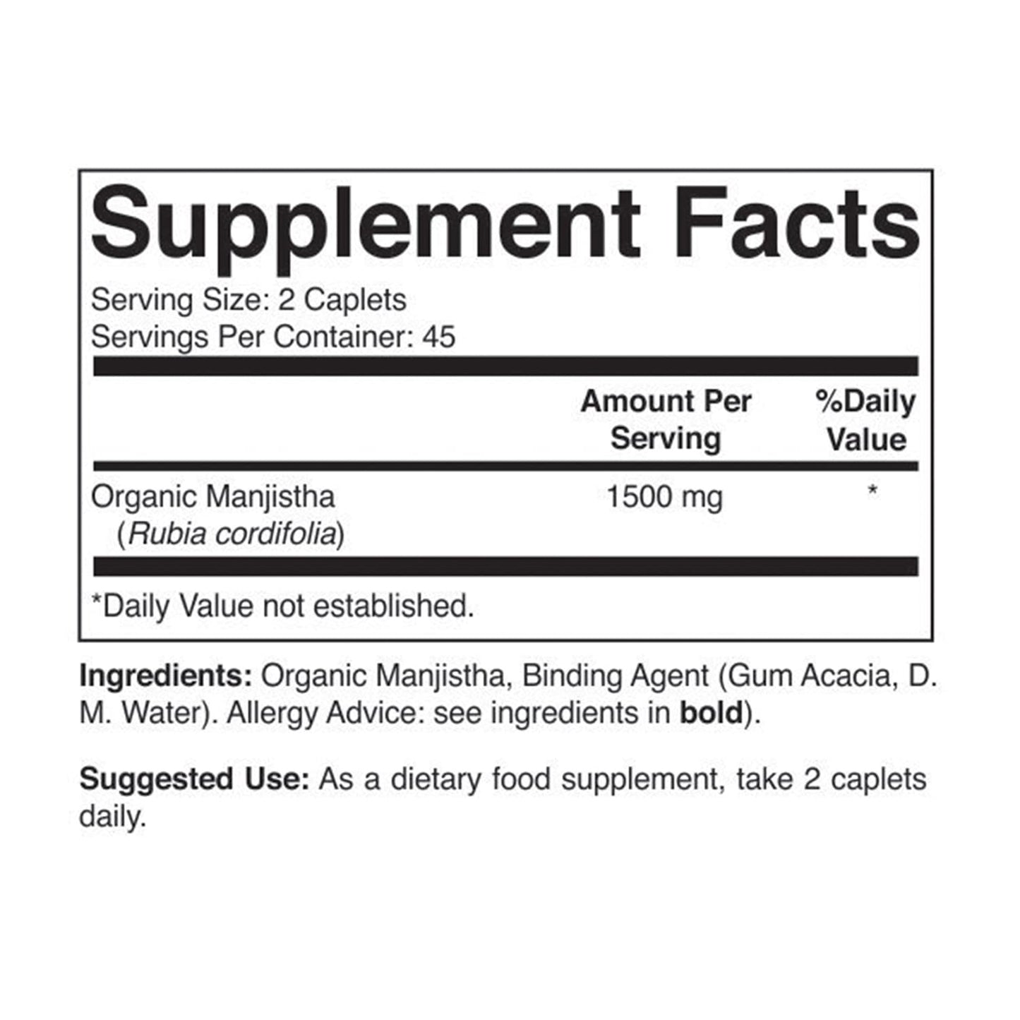 Brieofood Organic Manjistha 1500mg Tablet, 90 Tablets