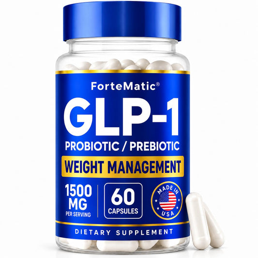 Fortematic GLP-1 Support Supplement for Weight Management, Appetite Suppressant & Metabolism Support, Probiotic & Prebiotic Blend for Gut Health, 60 Capsules