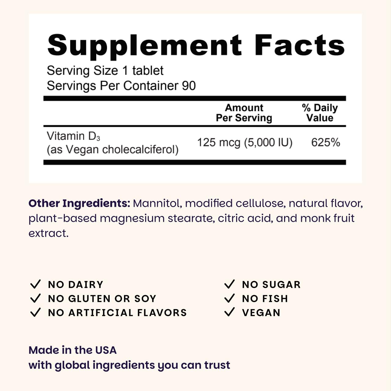 EZ Melts Vitamin D3 5000 IU Dissolvable Tablets, 180 Tablets