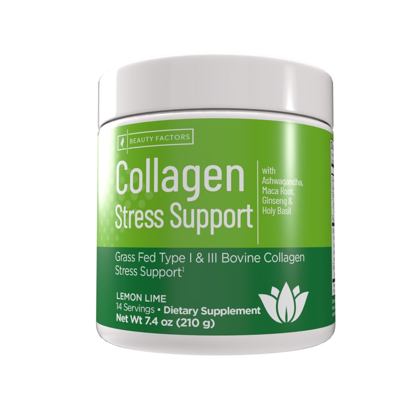 Windmill Collagen Support with Ashwagandha, Maca Root, Ginseng & Holy Basil, Type I & III Grass Fed Collagen Powder 7.4 oz