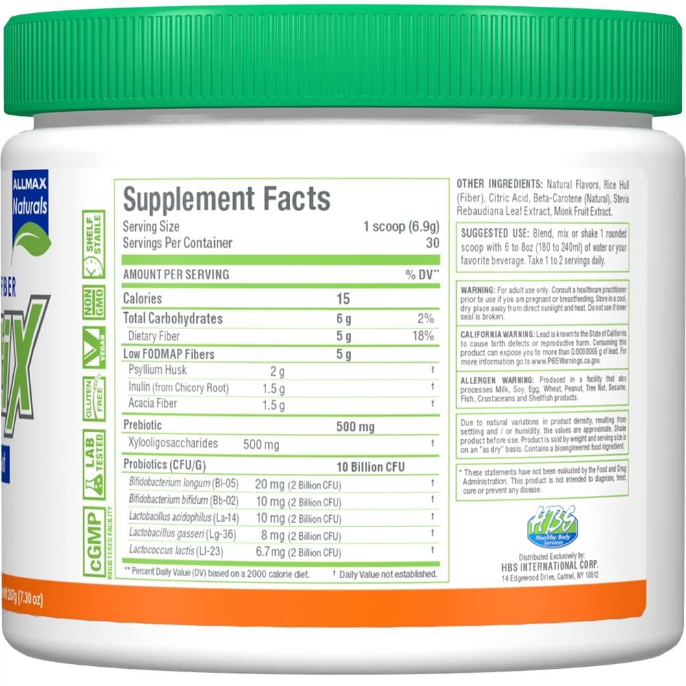 ALLMAX FiberBiotix Fiber Supplement Powder Orange 6.67 Ounce