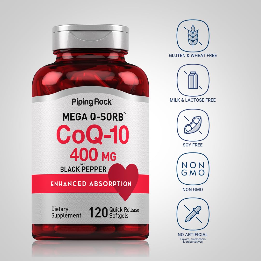 Piping Rock CoQ10 400mg Softgels, 120 Count
