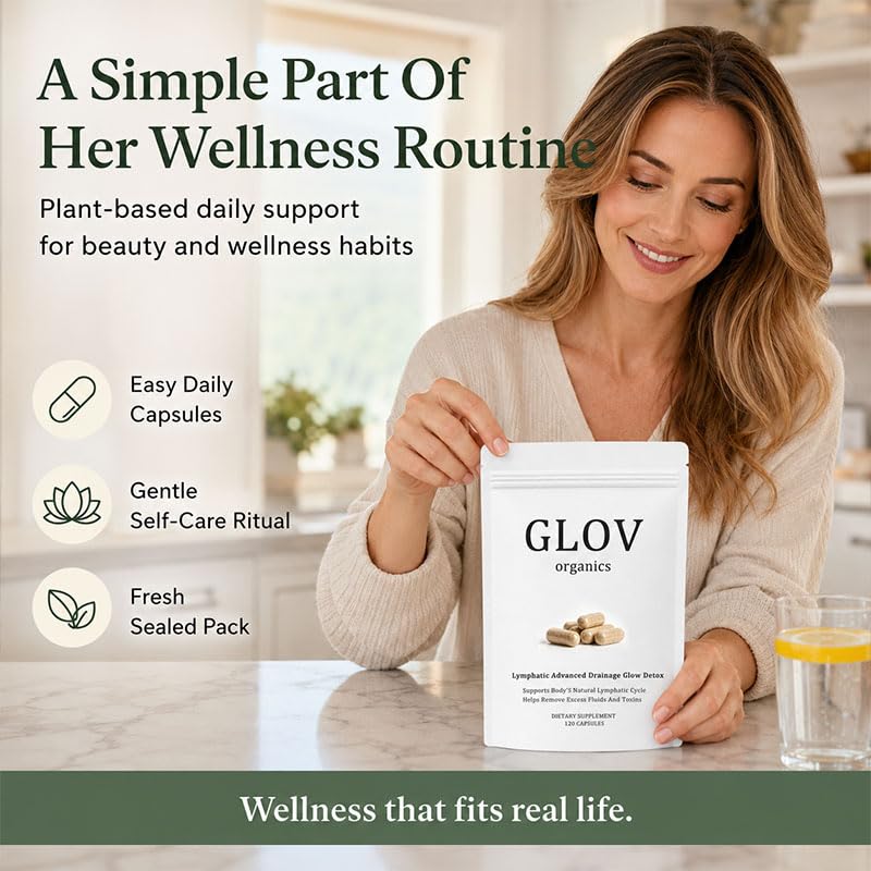 Glov Organics Lymphatic Advanced Drainage Glow Detox Wellness Formula Capsules 1