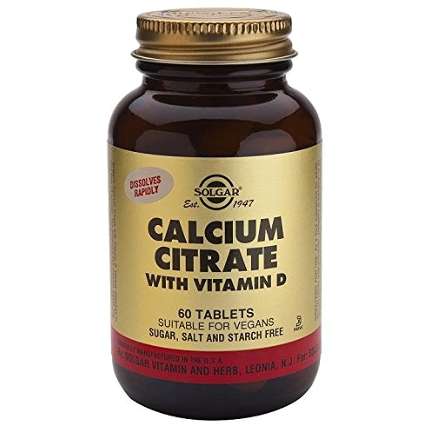 Solgar Calcium Citrate with Vitamin D Tablet 60 Count