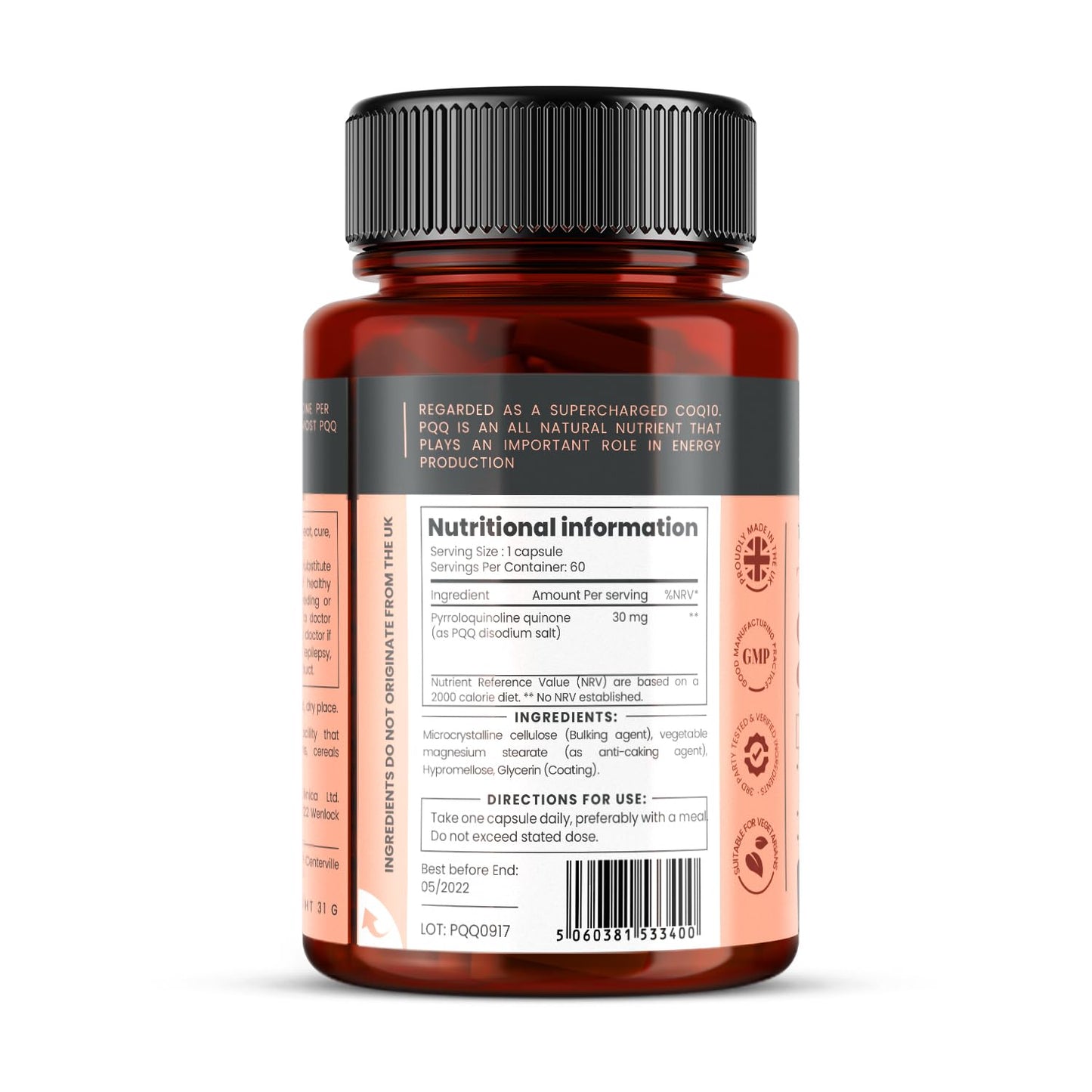 PureClinica PQQ Triple Strength Veggie Caps, 60 Count