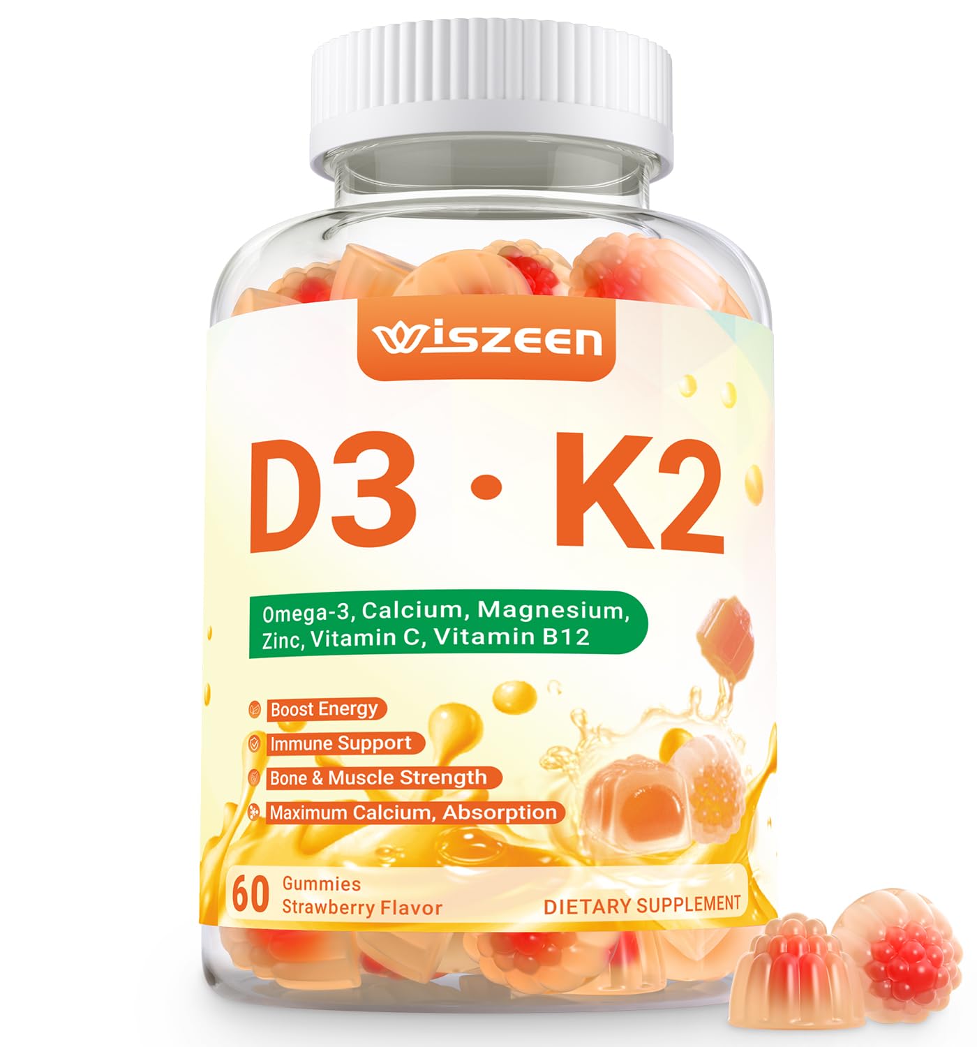Wiszeen Vitamin D3 K2 Gummies, 60 Count