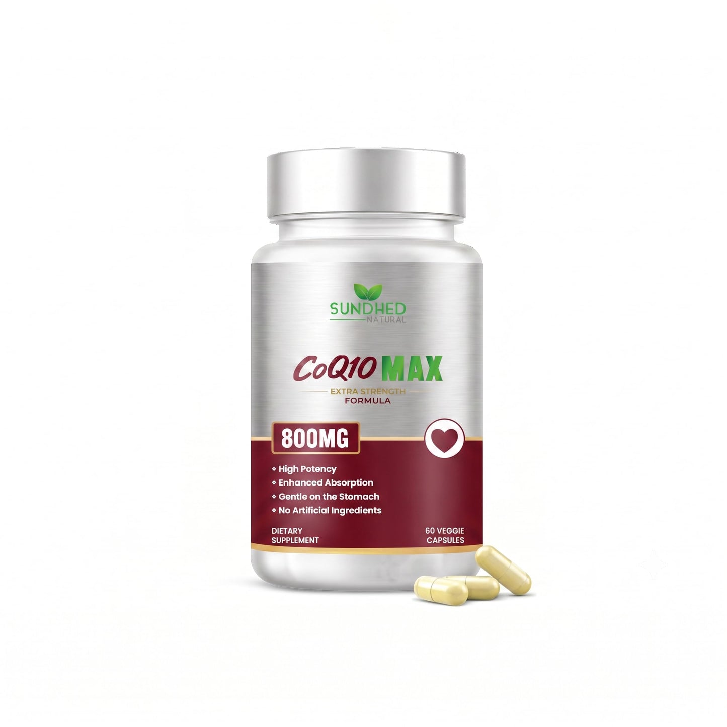 Sundhed Natural CoQ10 800mg Coenzyme Q10 Supplement Capsule 60 Capsules