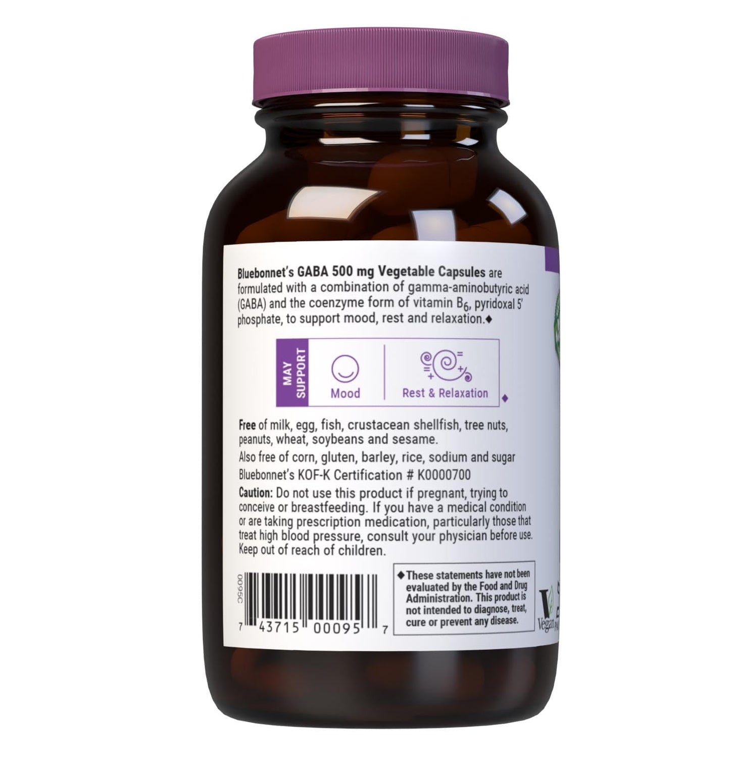 BlueBonnet GABA 500mg Capsule, 60 Count