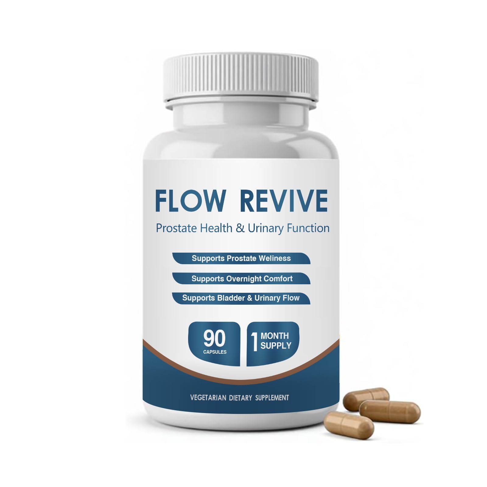 Flow Revive Prostate Energy Replenishment for Men Daily Wellness Support with Saw Palmetto, 90 Capsules