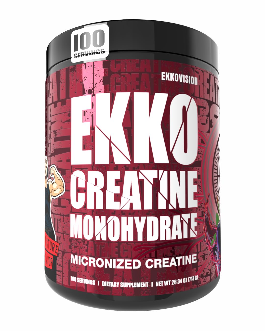 Ekkovision Creatine Monohydrate Powder Glacier Gummy, 100 Servings