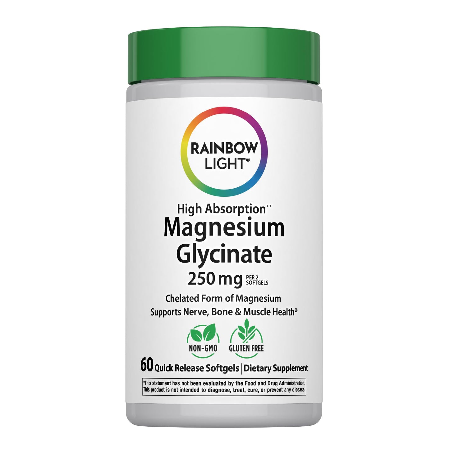 Rainbow Light Magnesium Glycinate 250 mg Softgels, 60 Count
