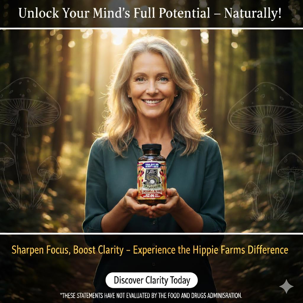 Hippie Farms 5 Mushrooms Reserve Blend Mushroom Supplement Powder Capsule 90 Count