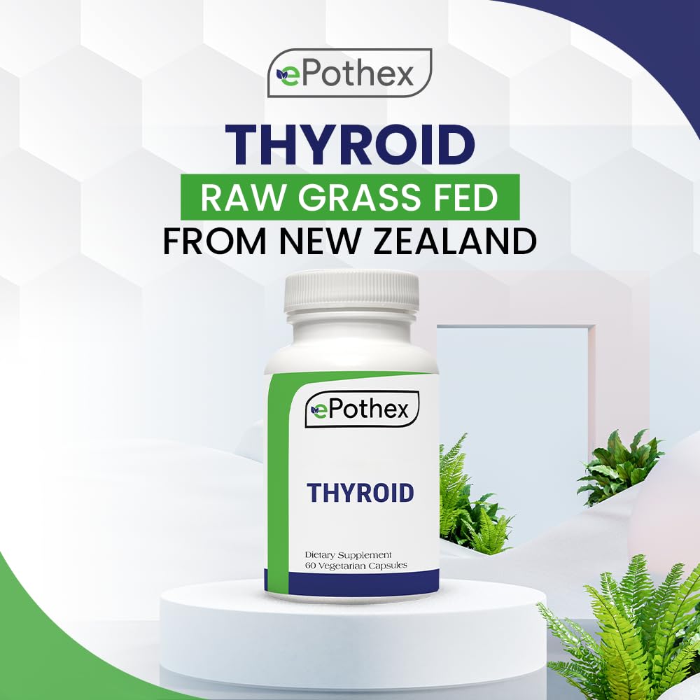 EPOTHEX Raw Grass-Fed Desiccated Bovine Thyroid Capsule, 60 Count