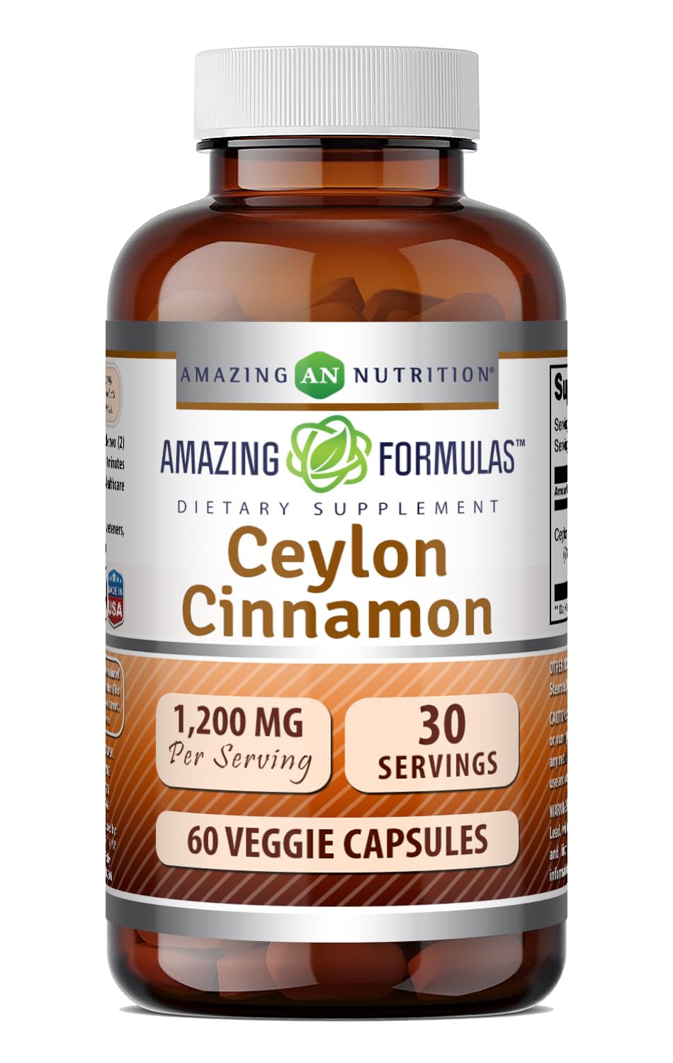Amazing Nutrition Ceylon Cinnamon 1200 Mg Per Serving Capsules 60 Count